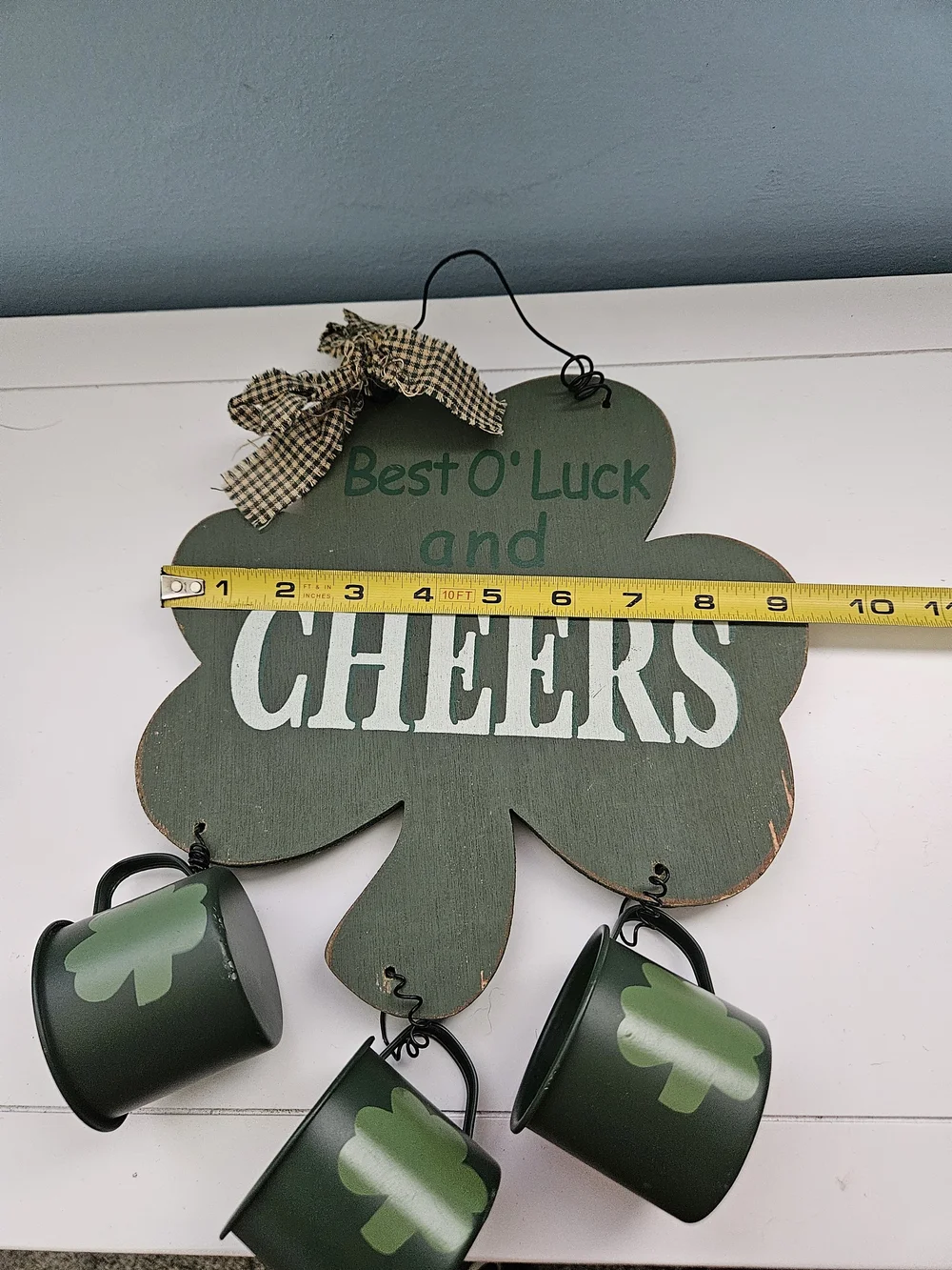 St. Patrick's Day Green 'Cheers' Shamrock Wooden Plaque - Home Decor Bundle